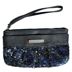 Juicy Couture Wristlet Clutch Navy Black Sequin‎ Evening Party Bag Retro Y2K